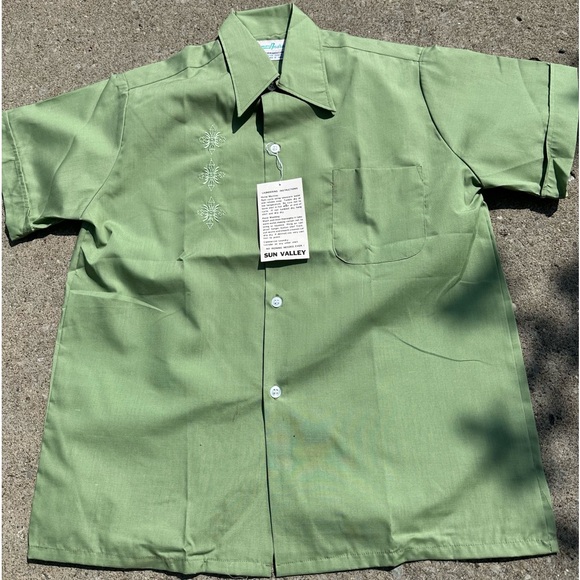 Vintage 1960s 70s Matt Andrews Mens Permanent Press Shirt Button Up embroidered - Picture 2 of 8